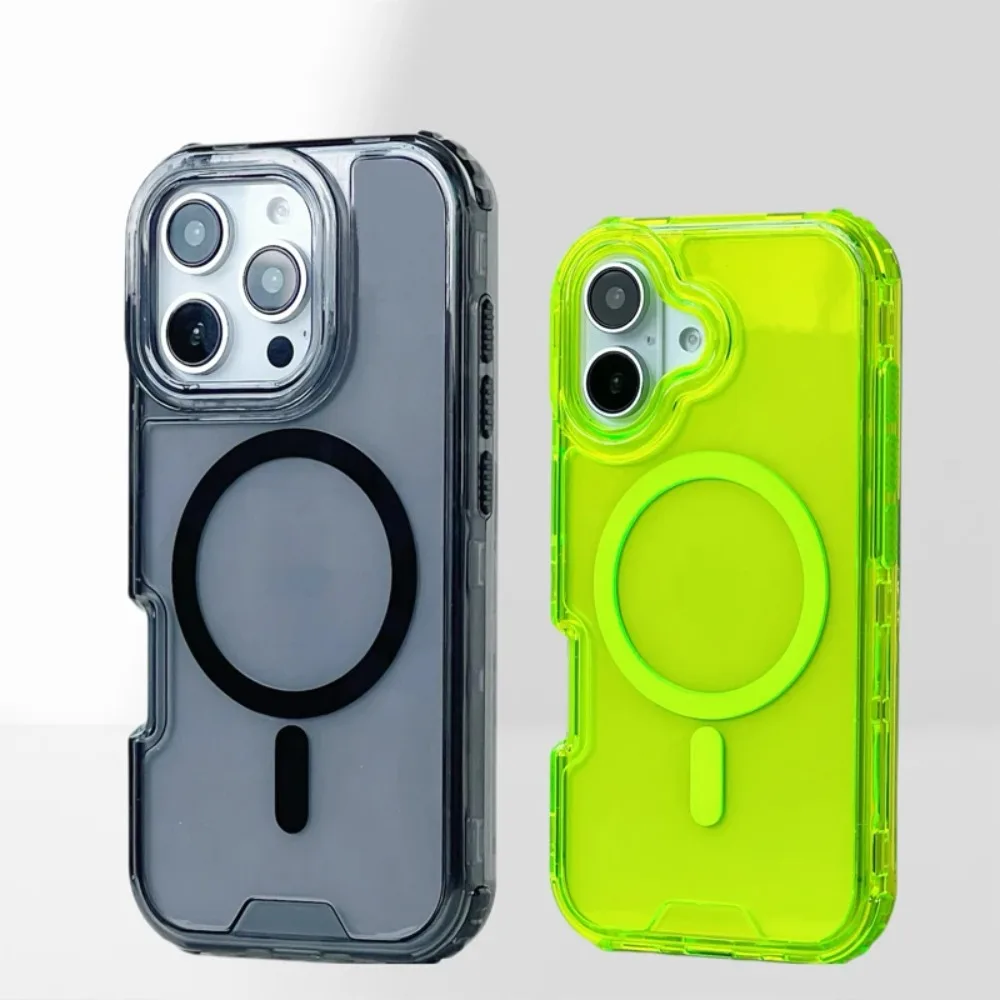 Neon Color Shockproof MagSafe Case with Wireless Charging Compatibility