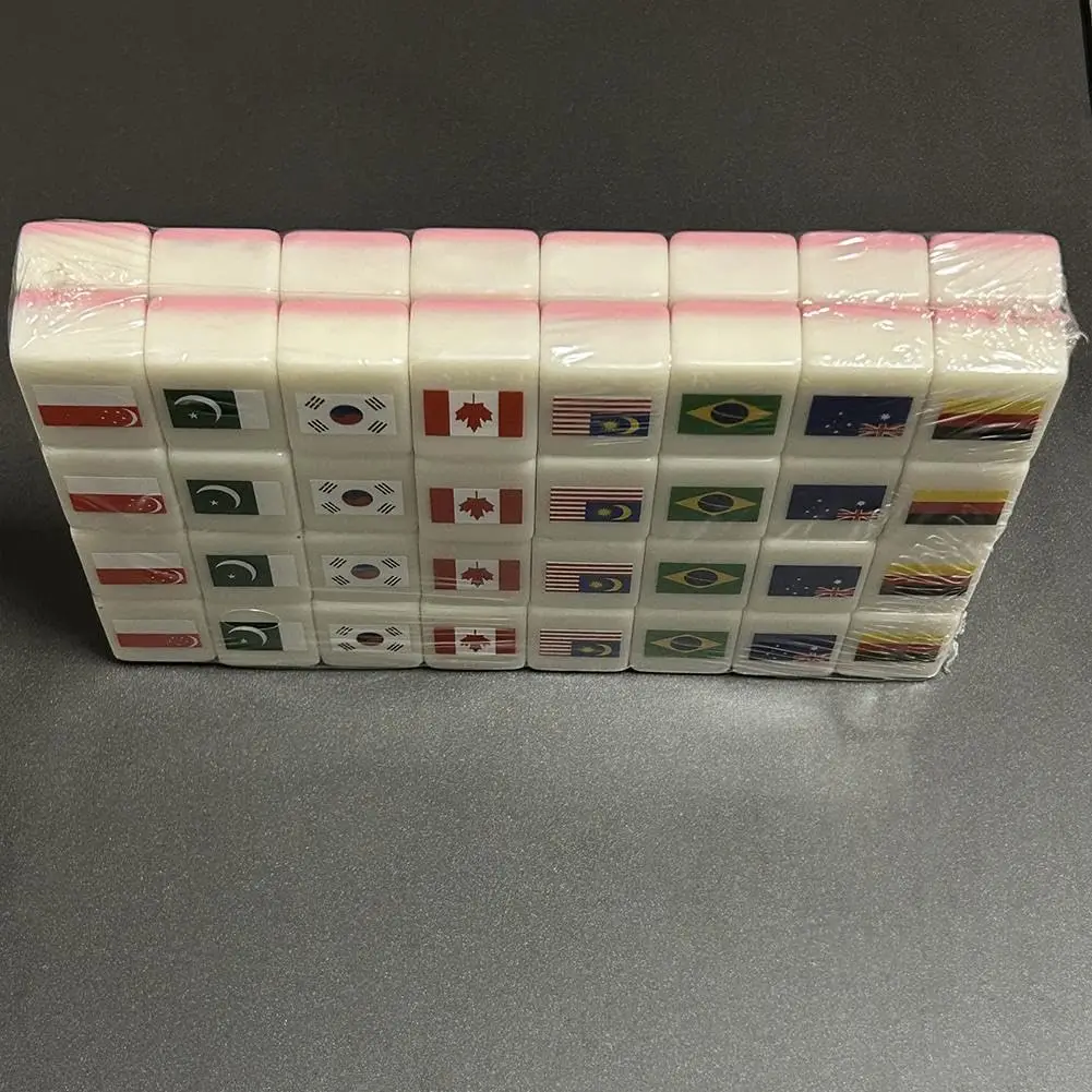 48/64 Blocks Flag Mahjong Tile Game 1/2 Players Funny Parent Child Party Game Toy Gift Mahjong Board﻿ 6