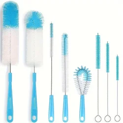 8 - Piece Multi - Purpose Long Handle Bottle Cleaning Brush Set (Blue)
