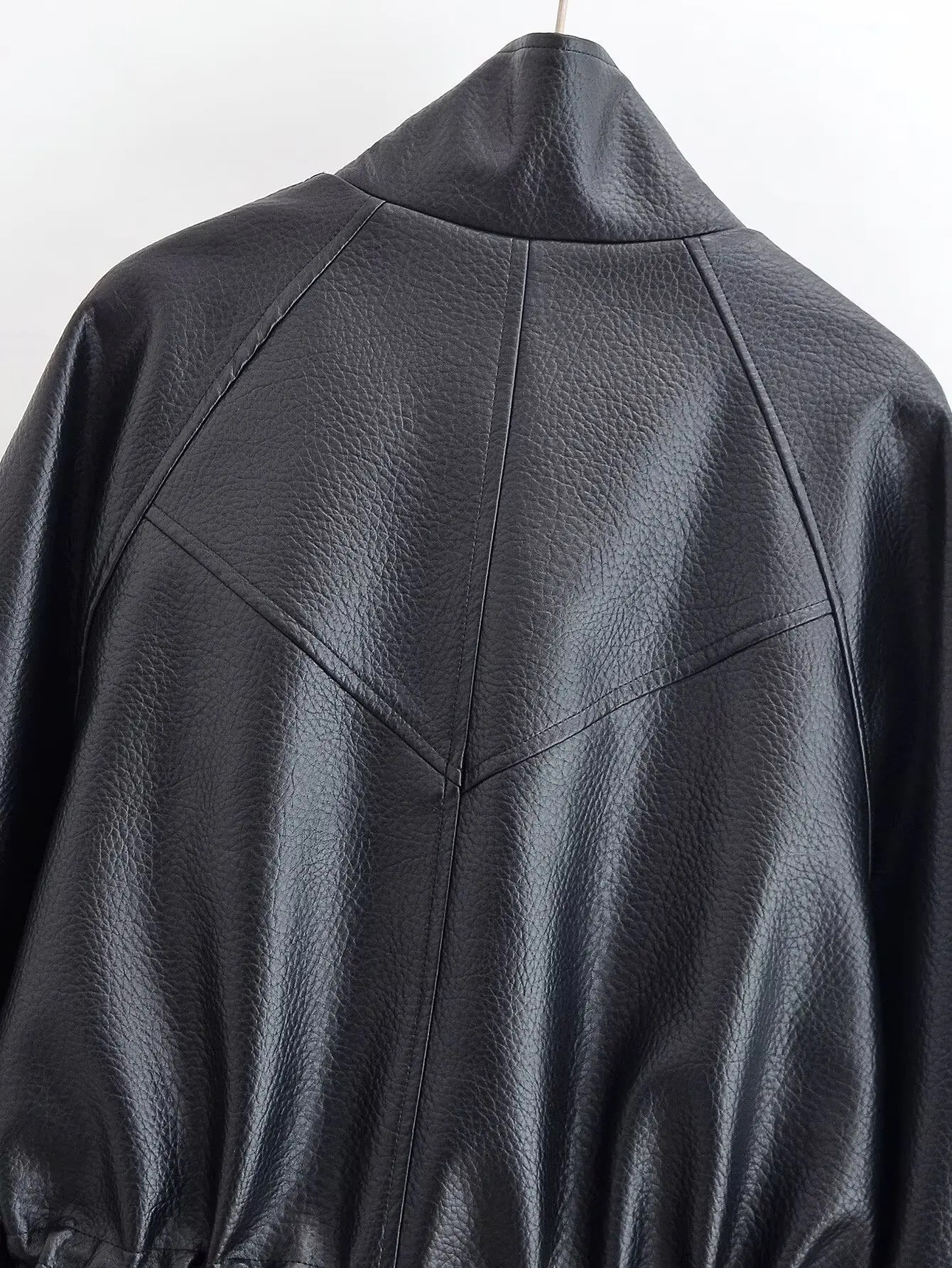 TFAFXY Frauen Lederjacke Schwarz Langarm Reißverschlüsse Tasche Stehkragen Weiblichen Mantel 2026 Frühling Herbst Dame Neue Outwear Y2K – Detail 10