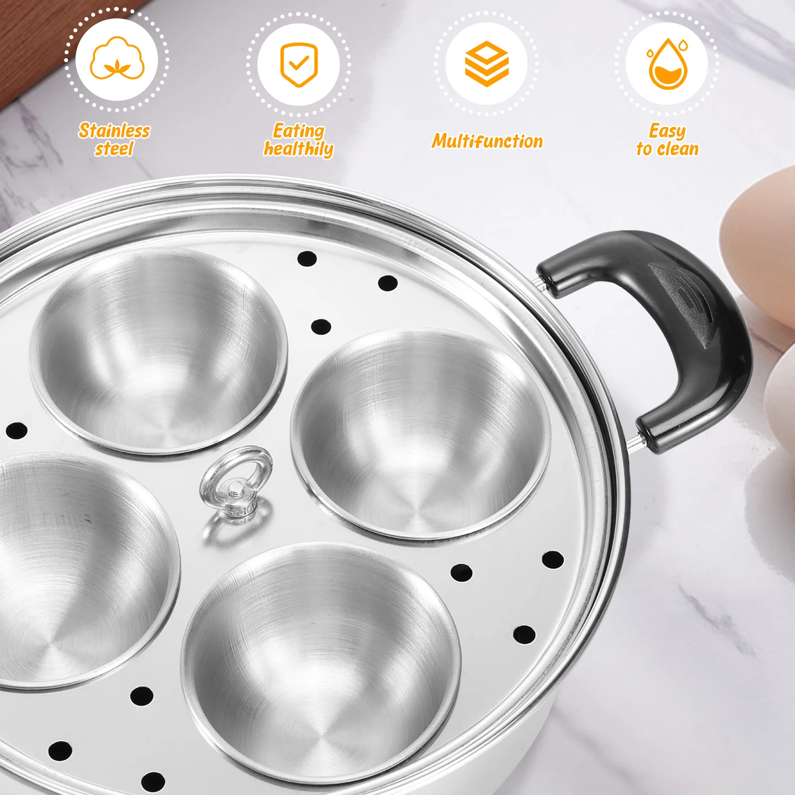 Kitchen Steamer Stainless Steel Kitchenware Cooking Pot with Steaming Grid Egg Poacher Multifun Metal Soup Pot Kitchen Accessory