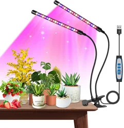 Indoor LED Grow Light with Full Spectrum and Adjustable Timer - 2Pack (Red and Blue)