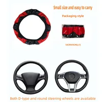 Universal Fit PU Carbon Fiber Leather Car Steering Wheel Cover 14.5-15 Inch No Inner Ring Required Vehicle Decoration Accessory 3
