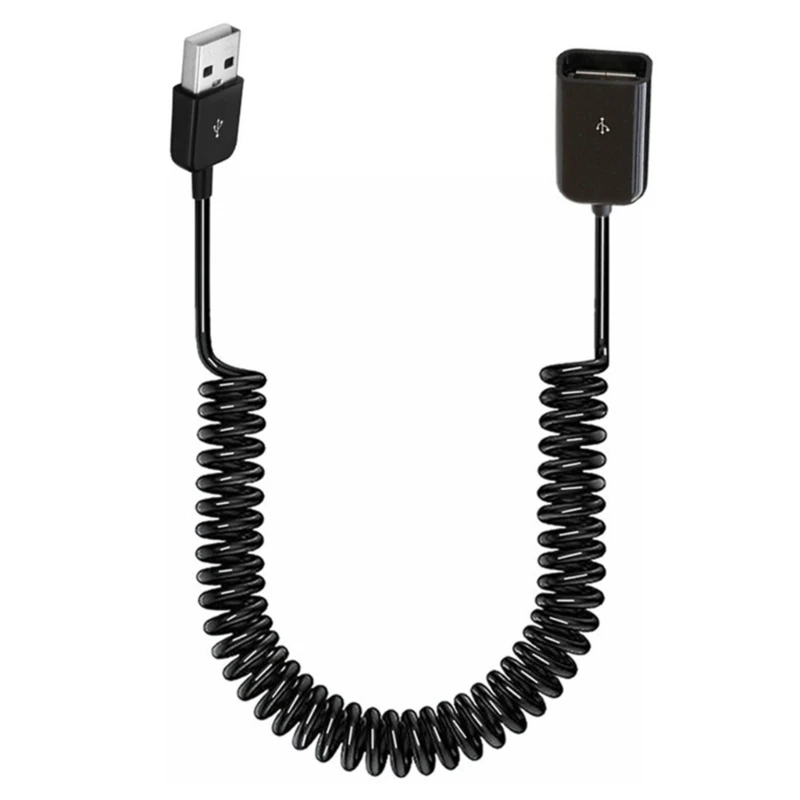 Coiled USB Extension Cable - 1M/3.2Ft Spring Telescopic Adapter