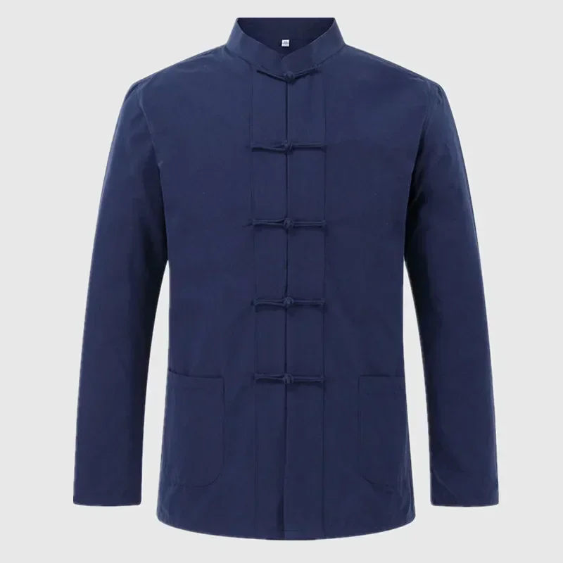 Autumn Spring New Men's Cotton Shirts Traditional Chinese Men's Jacket Clothing Kung Fu Tai Chi Uniform Long Sleeve Jacket