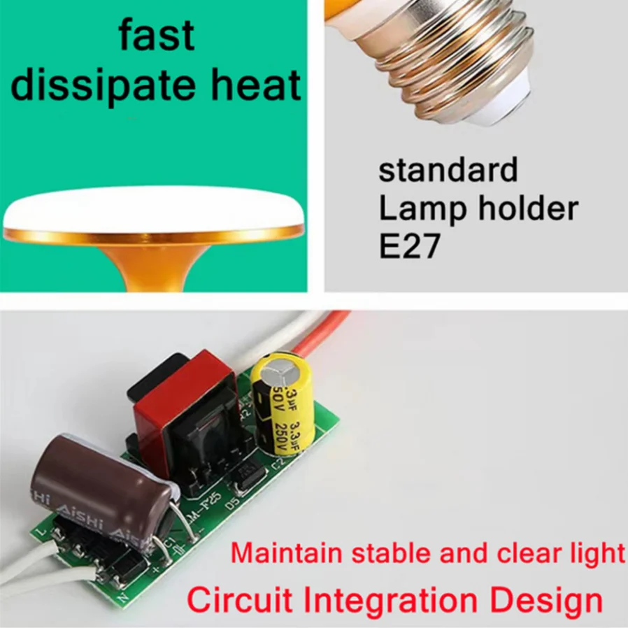 LED Light PwwQmm E27 Super Bright LED Bulb 12W 15W 20W 30W AC 220V UFO Leds Lights Indoor Warm White Lighting Table Lamps Garage Light