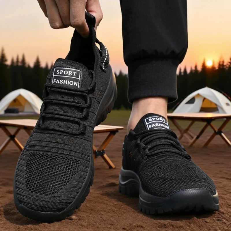 Mesh Men's Sneakers Fashionable Lightweight Breathable Knit Upper Casual Runs Shoes 2025 Stylish Fitness Footwear Designer Shoes