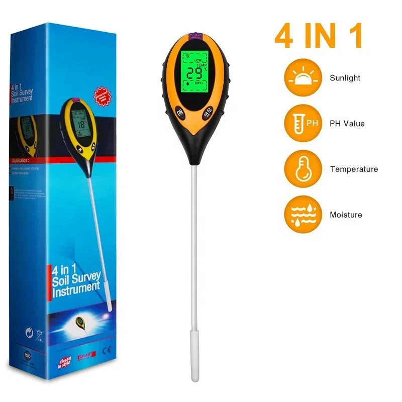 

Digital LCD display 4 in 1 temperature light tester moisture testing kit soil ph meter