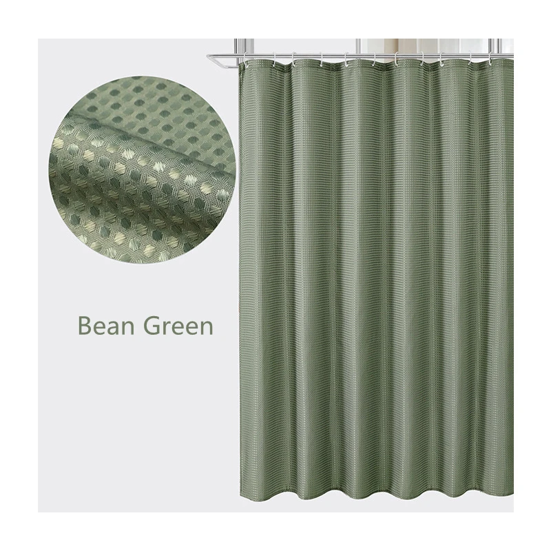 Plain Polyester Waffle Mildew-proof Shower Curtain Home Bathroom Partition Curtain Simple Waterproof Shower Curtain 2