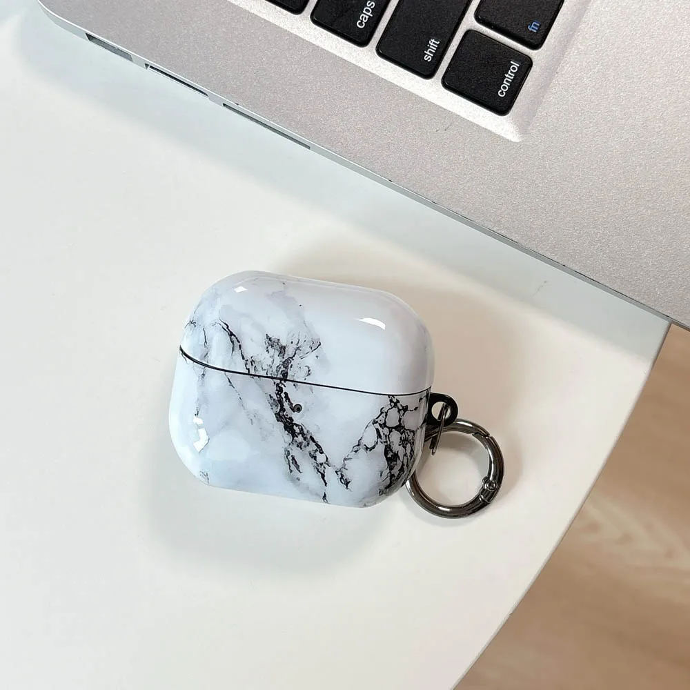 Marble Pattern Case with Hooks - Black, White, and Green