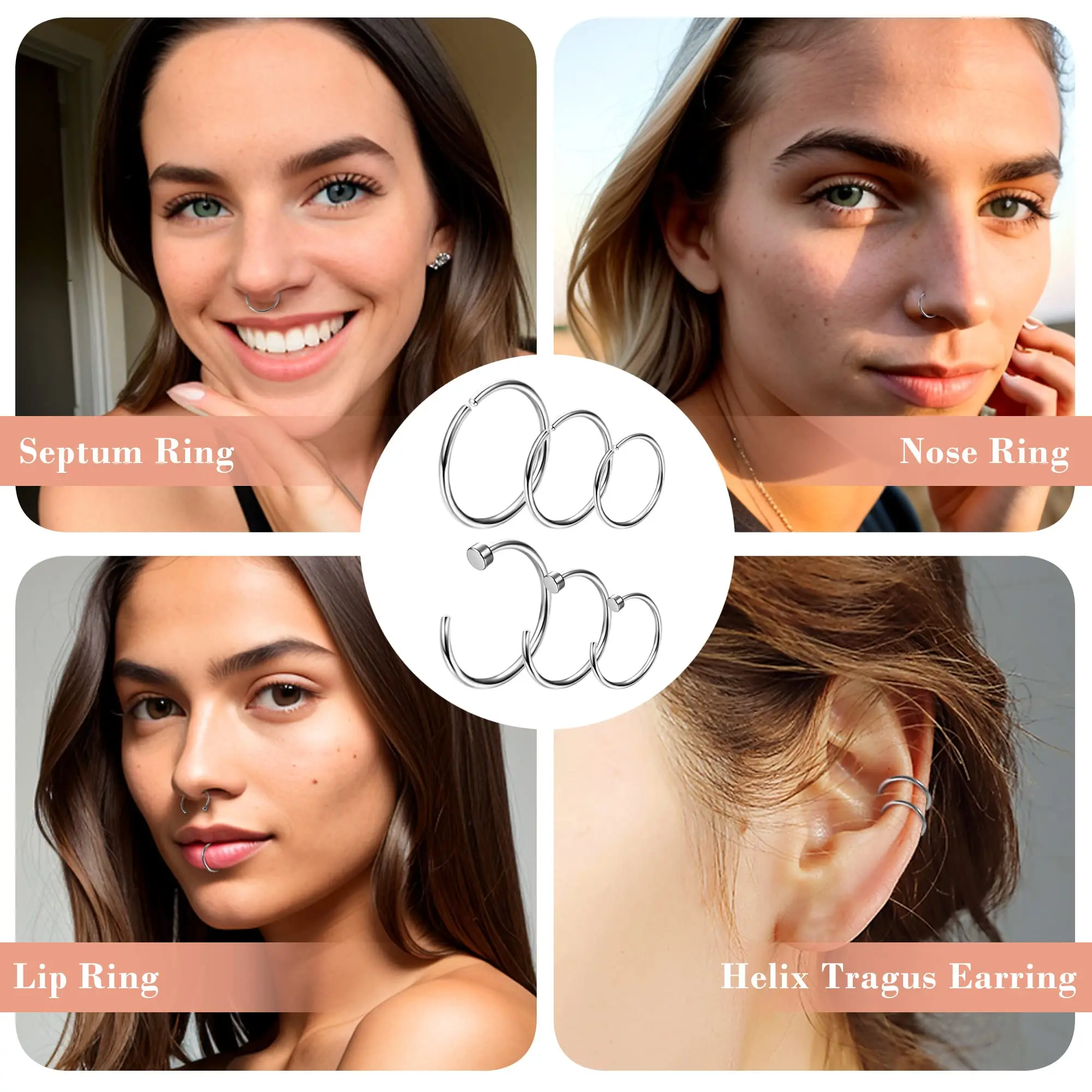 Nose Rings Piercing Jewelry Nose Studs Body Piercing Jewelry Body Jewelry 1PCS/18PCS Hypoallergenic Nose Ring Studs for Sensitive Skin 20G Hoops for Women Men 2mm Small Titanium Nose Piercing Jewelry