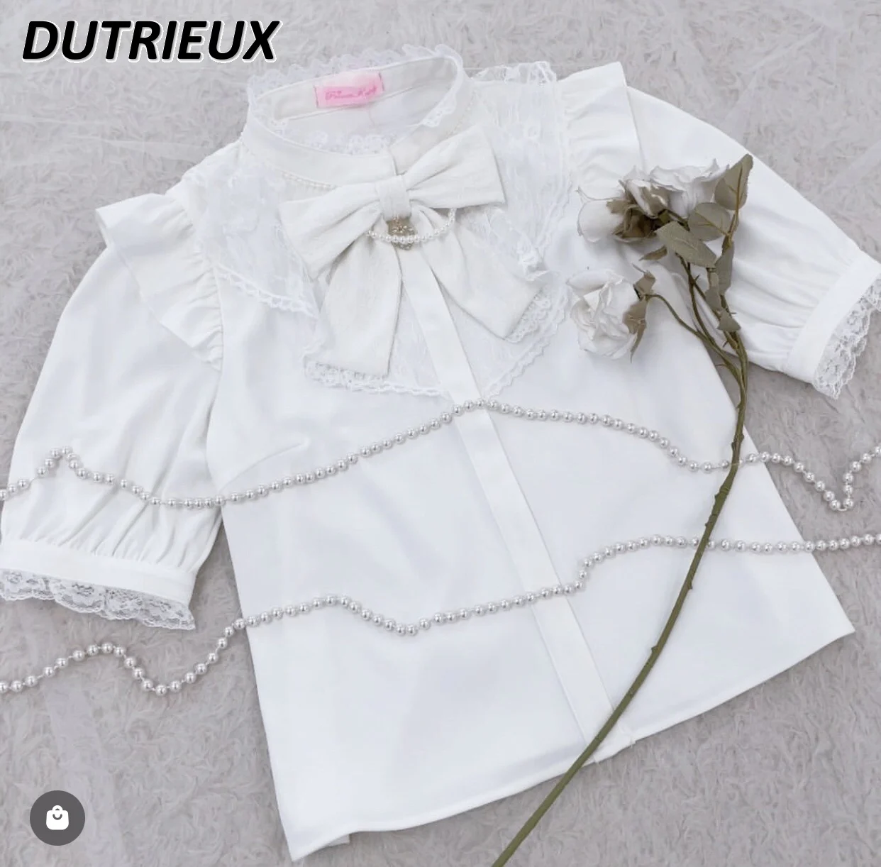 2024 New Spring Summer Women's Tops Japanese Style Fashion Solid Color Casual Blouse Female Simple Short Sleeve Shirt for Lady