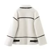 PB&ZA 2023 Autumn New Women's Wear European and American Style Casual Fur One Piece Lamb Wool Contrast Color Plush Warm Jacket C 3