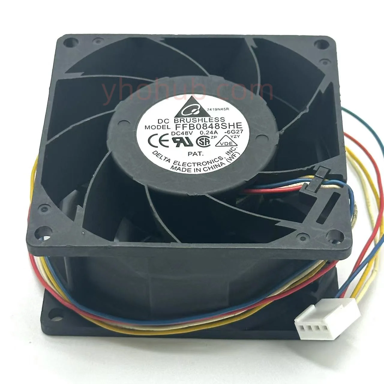 4-проводной вентилятор охлаждения сервера Delta Electronics FFB0848SHE 6G27 DC 48 В 0,24 A 80x80x38 мм