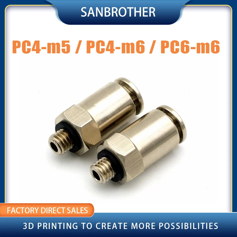 

Hot! 3D Printer Pneumatic Fittings PC4-M6,PC6-M6 For 4mm,6mm PTFE Tube Connector Coupler Top Quality