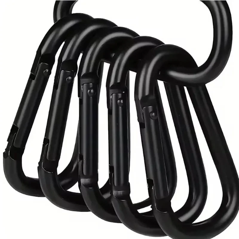 Hiking Buckles 6Pcs Black Type D Hook Outdoor Hiking Buckle Durable