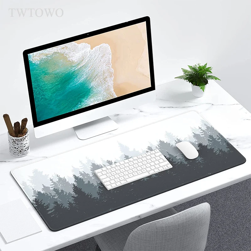 Grey Forest Trees Mouse Pad Gaming XL Computer New Large Mousepad XXL keyboard pad Natural Rubber Anti Slip Soft Mouse Mat - Image 2