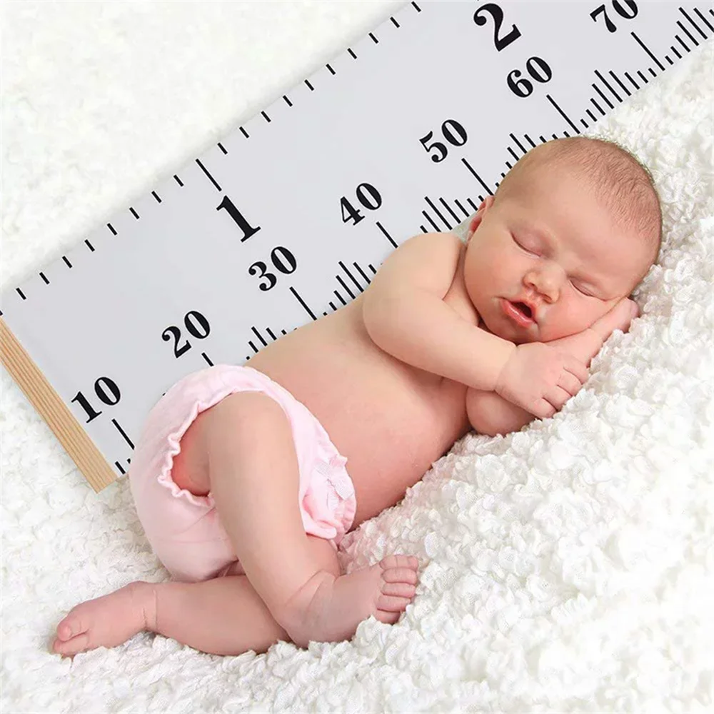 Cartoon Baby Kids Growth Chart Record Wood Frame Fabric Height Measurement Ruler for Boys & Girls Child's Room 키재기 Decoration
