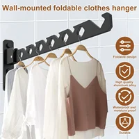 2Pcs Clothes Drying Rack Wall Mounted 180°Foldable Multi-Purpose Clothes Rack Hook Aluminum Alloy Closet Organizer Shelf NEW 2