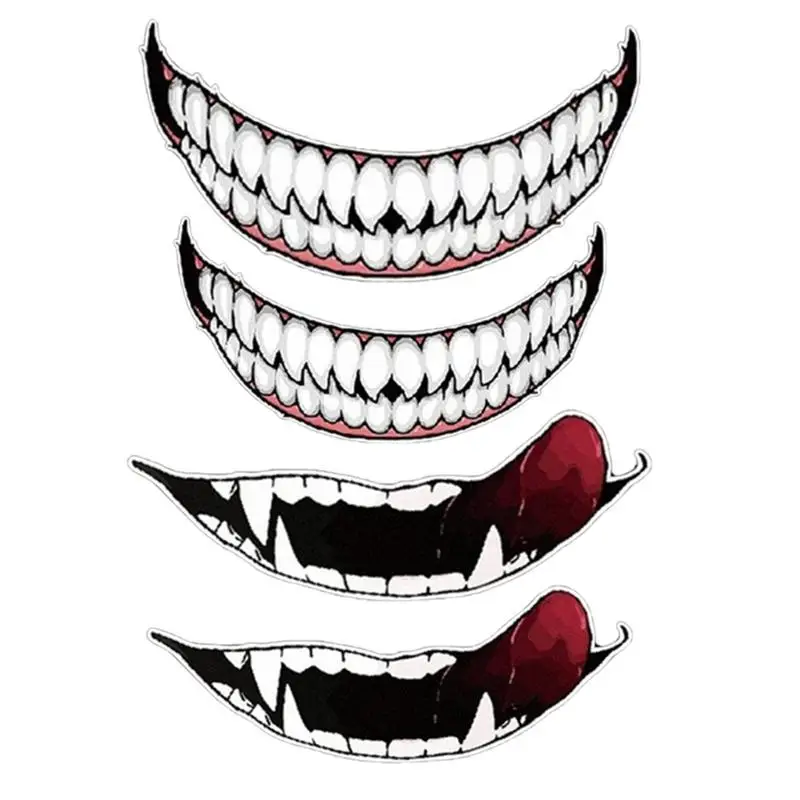 Motorcycle Hat Decals Evil Smile Large Mouth Self Adhesive Hockey Hat Sticker Motorcycle Biker Reflective Decal Sticker DIY for 1pcs 19 14mm 3m self adhesive large wiring buckle car harness clip