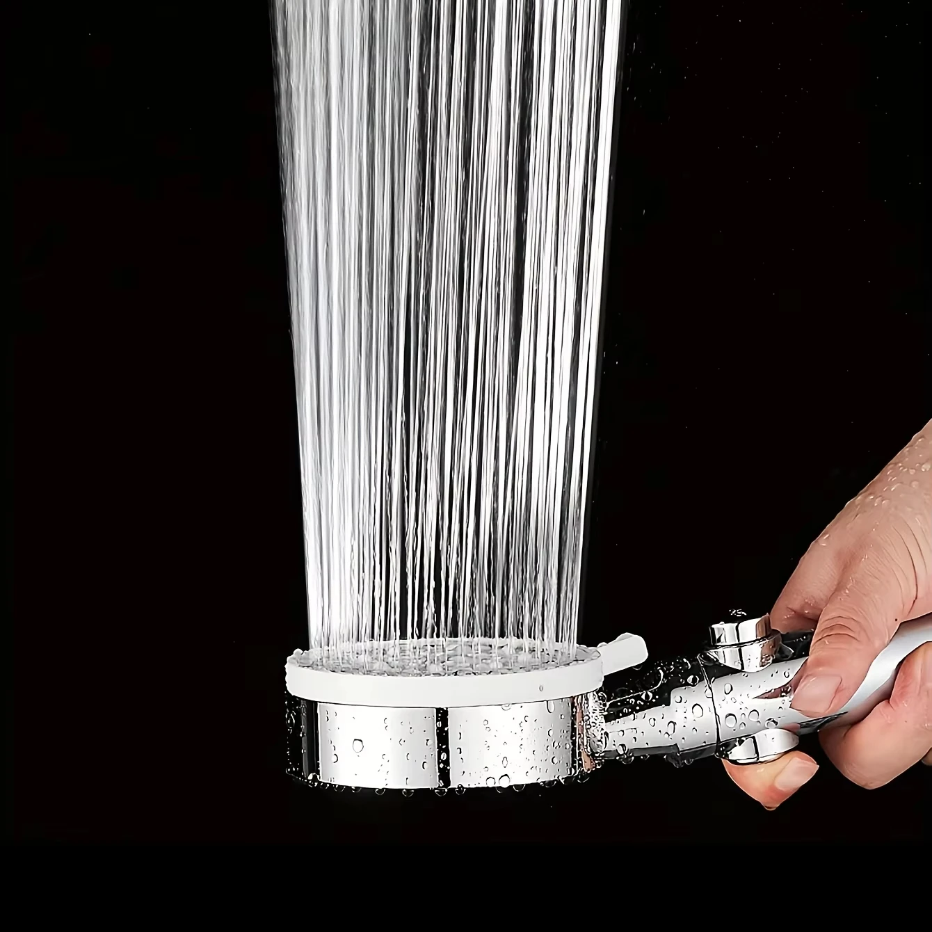 Shower Head Adjustable Silver Bathroom Shower Head High Pressure Stop Switch Water Saving Hose and Support