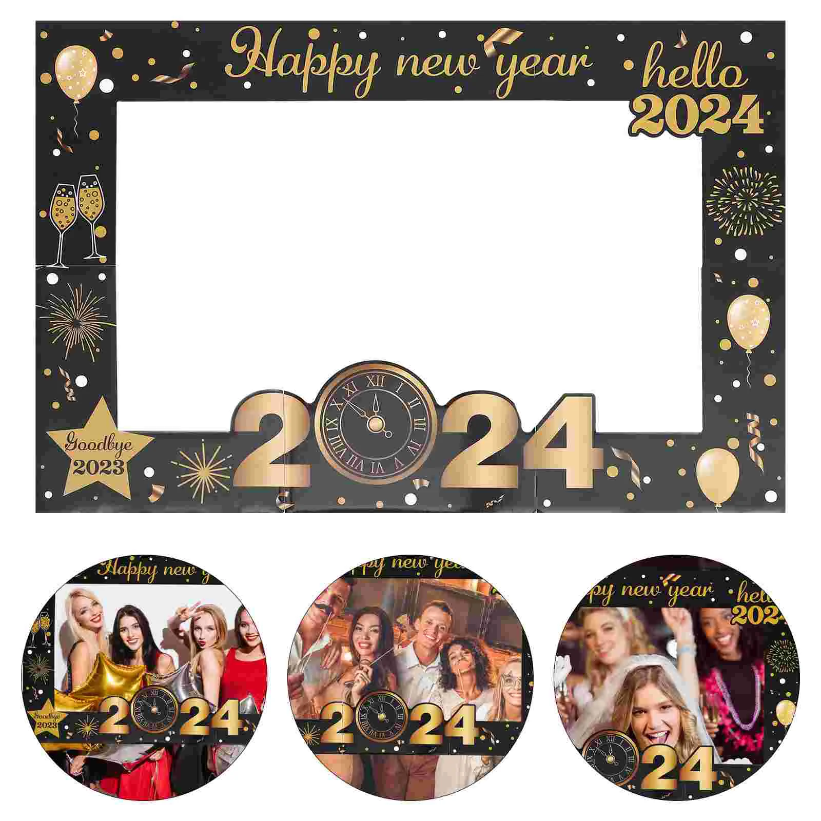 

Happy New Year Photo Booth Frame Paper Picture Party Booth Props Decorations Party Photo Prop Favors Selfie Supplies
