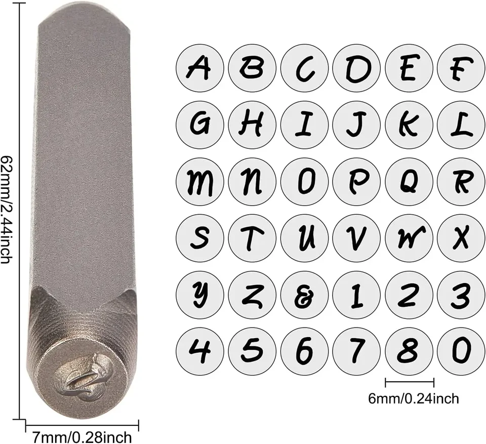 Gueenky 36 Pezzi Punzoni Lettere E Uumeri, 6mm Punzoni Numeri Per - Foto 8