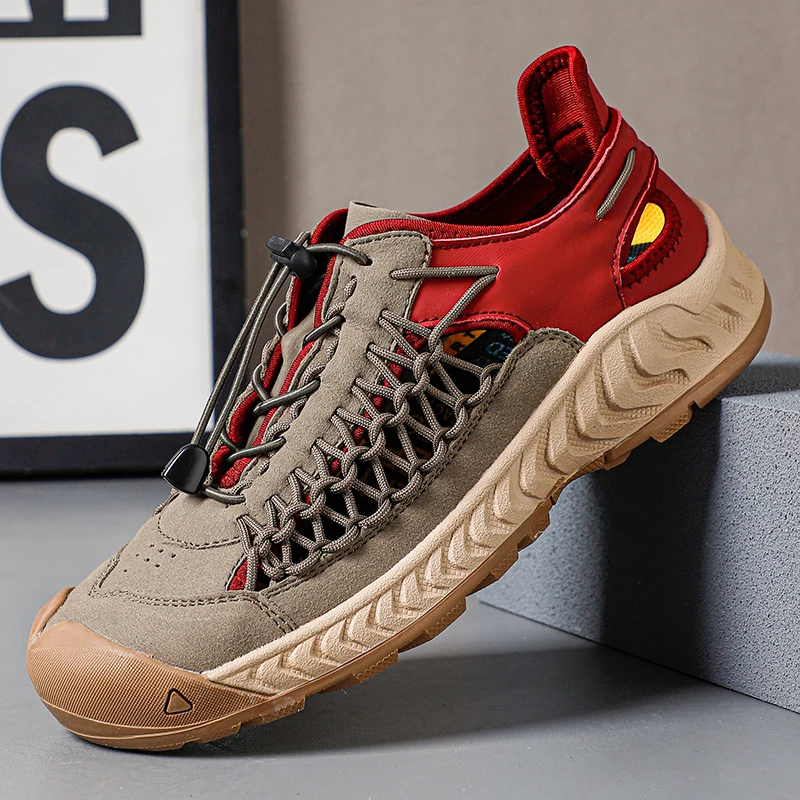 New Hand-Woven Men's Sandals Summer Hollow Men Shoes Outdoor Anti-slip Men's Casual Wading Shoes Fashion Comfortable Sneakers