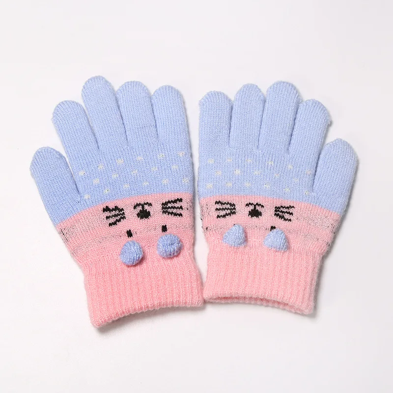 1-7YKids Gloves Winter Full Finger Gloves Knitted Soft Children Mittens Boys Girls Gloves Thick Keep Warm Autumn Glove Accessory