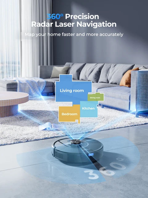 Laresar 01 Robot Aspirapolvere Mop LDS Lidar Navigazione 5000Pa Mappatura pianificata intelligente Lavaggio del pavimento della casa Tappeto Pulizia dei peli degli animali domestici 2