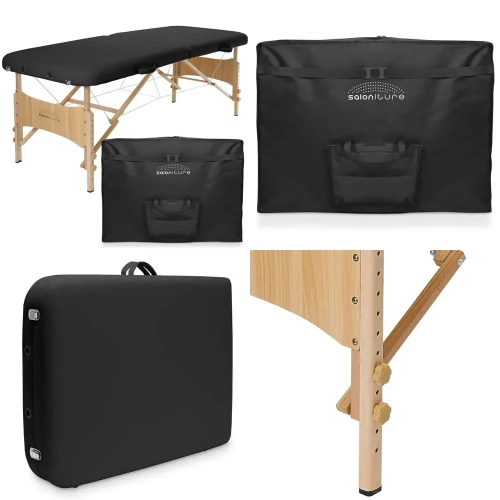 Compact Portable Folding Massage Table in Black