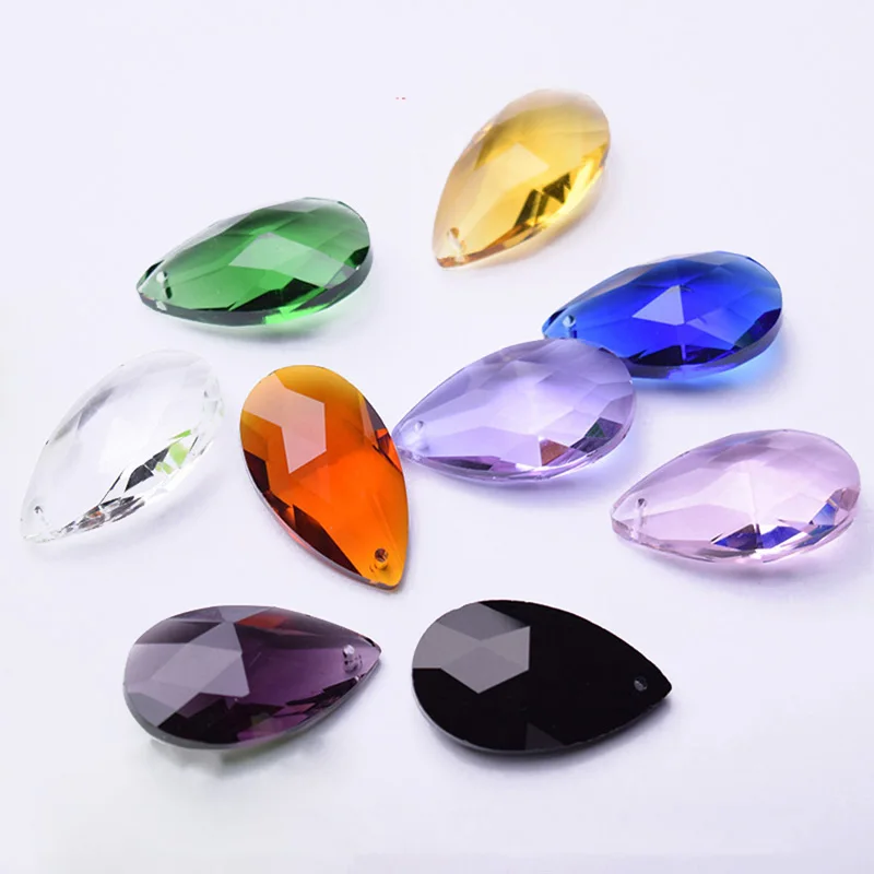 5pcs 22x13mm Teardrop Faceted Crystal Glass Loose Pendant Beads for Jewelry Making DIY Curtain