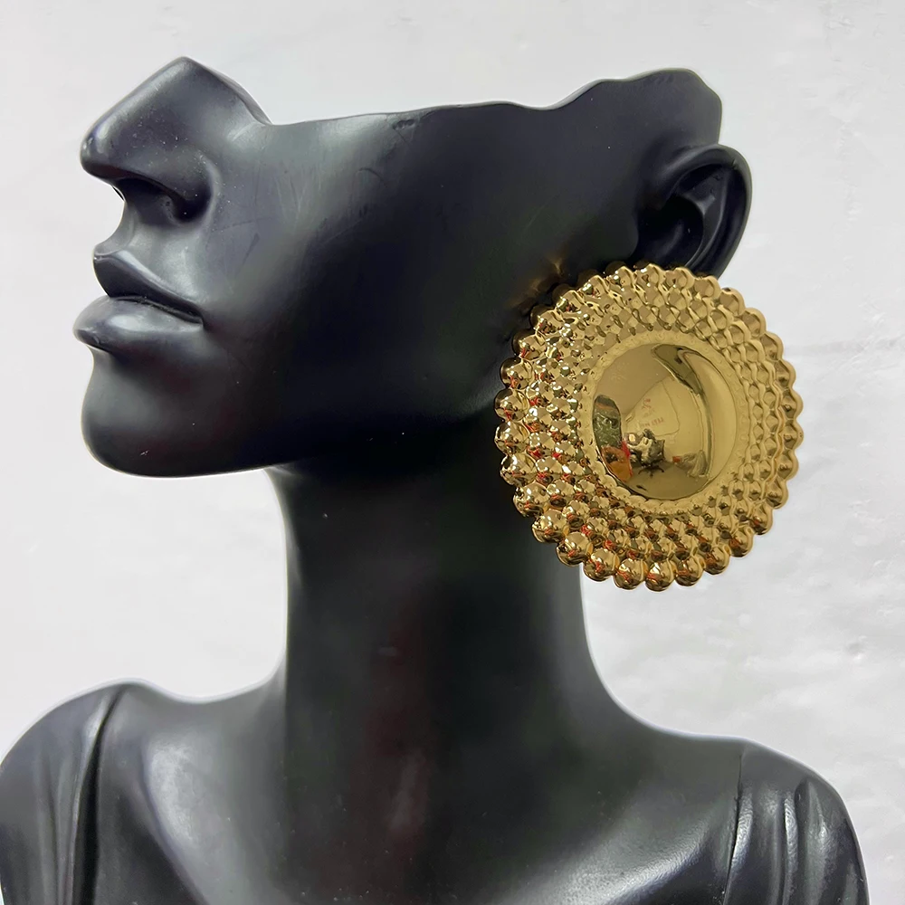 Gold Überzogene Ohrringe Schmuck für Frauen Hochzeiten Design Kreis Clip Ohrringe für Dubai Engagement Braut Luxus Hoop Ohrringe – Detail 12