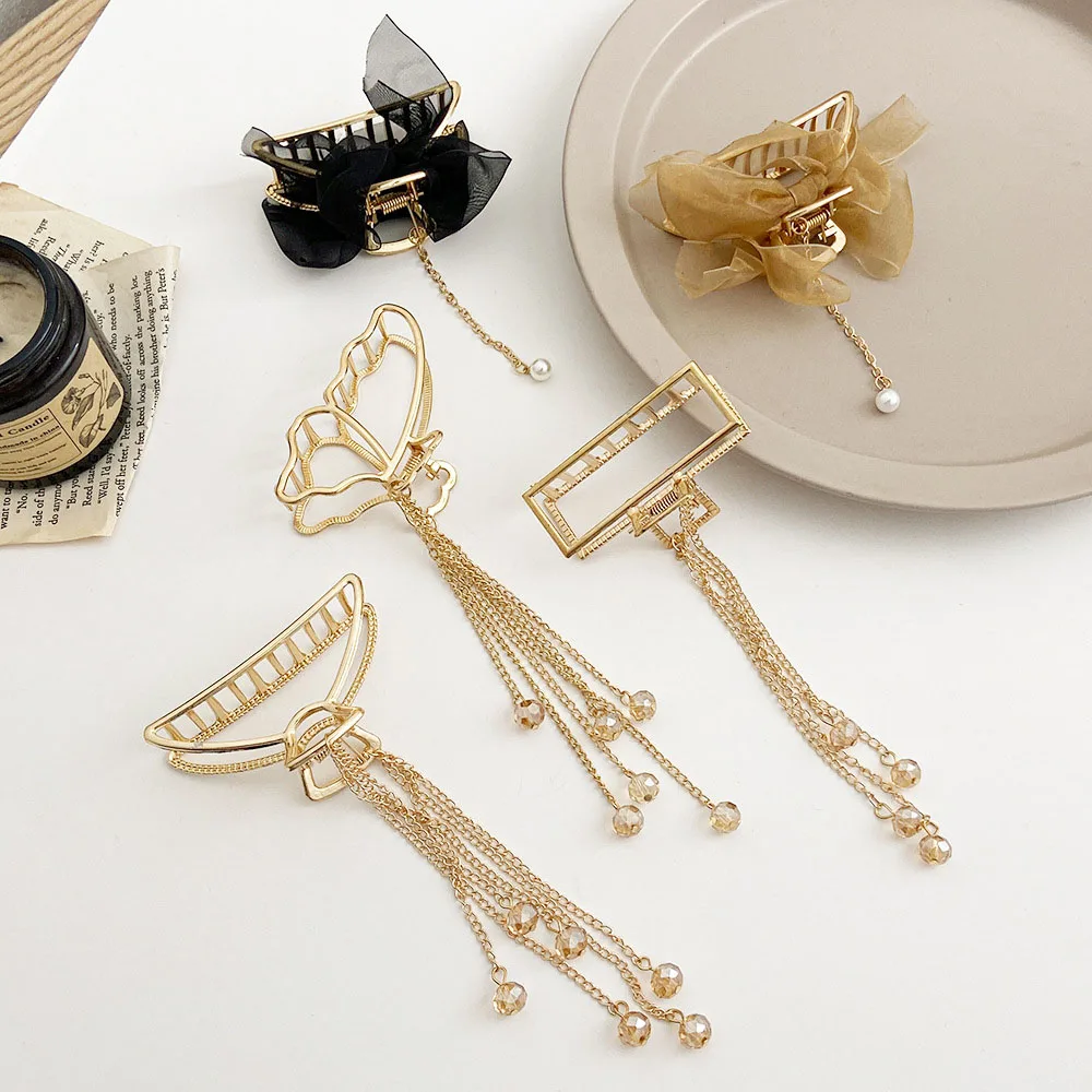 Simple Elegant Metal Big Crab Hair Clips For Women Girls Korean Hollow Geometric Cross Hair Claw Hair Accessories Bath Clip 2022 bride headband