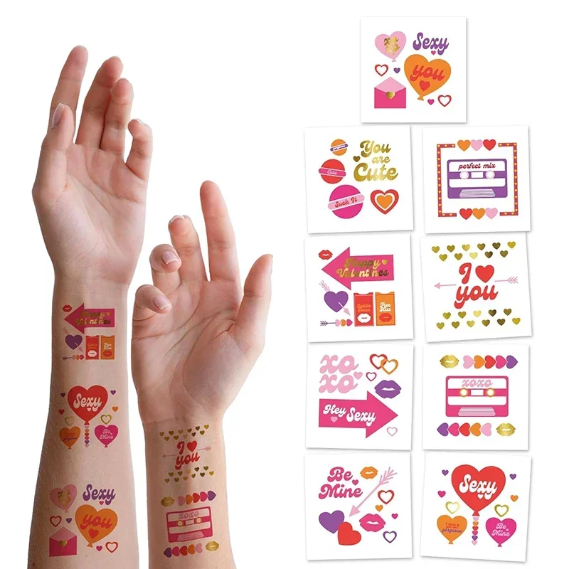 

Happy Valentines Temporary Tattoos Heart Tattoo Valentines Day Bride To Be Bachelorette Party DIY Temporary Tattoos Decorations
