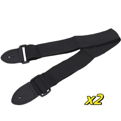 Premium Black Leather Adjustable Guitar Strap for All String Instruments (01 - 2pcs)