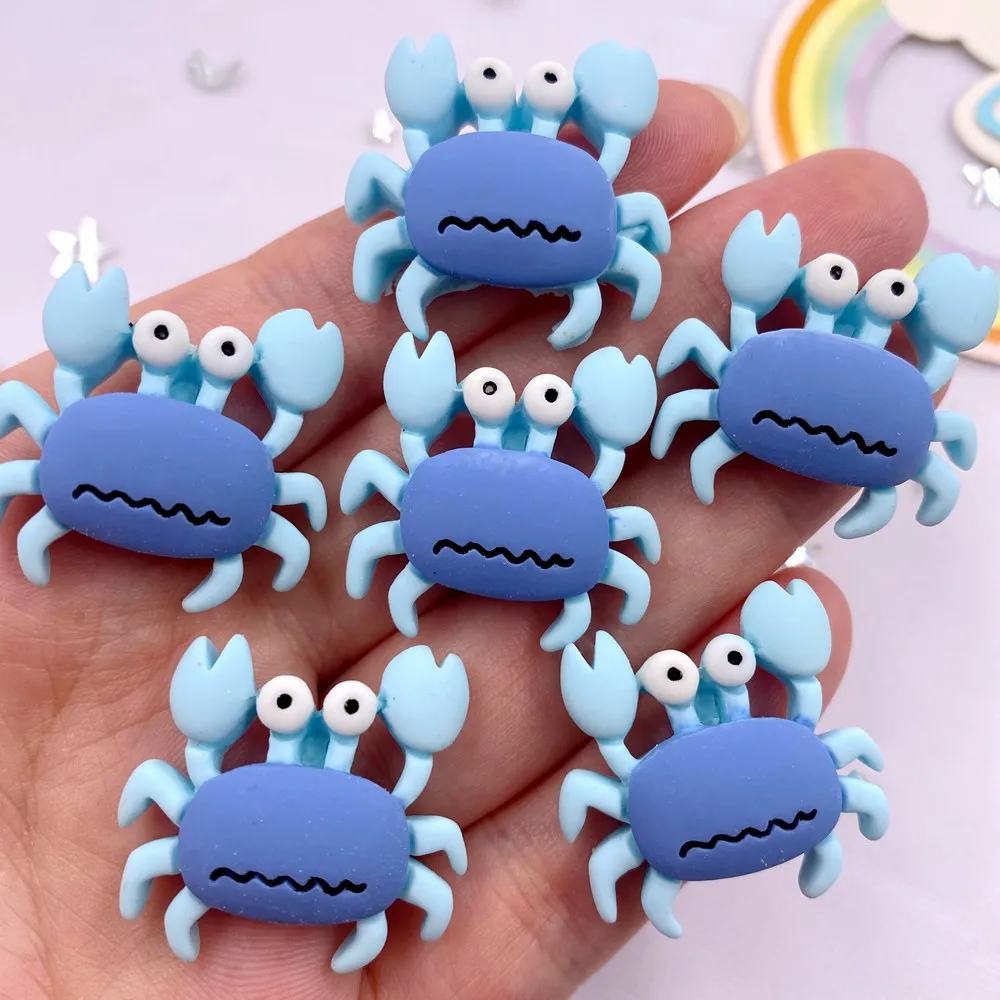 10pcs Colorful Resin Kawaii Crab Ocean Animal Flatback Cabochon Stone Home Figurines Scrapbook DIY Accessories Decor Crafts