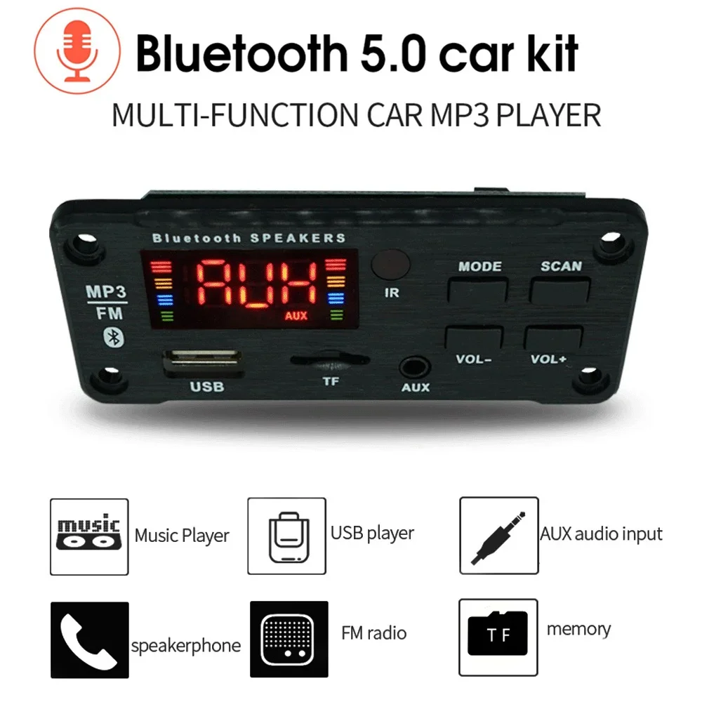MP3 WMA Bluetooth Decoder Board DC 5V 12V Car Audio Decoder Module USB FM TF Radio AUX input with Recording audio music player bluetooth audio module ipod lcd display