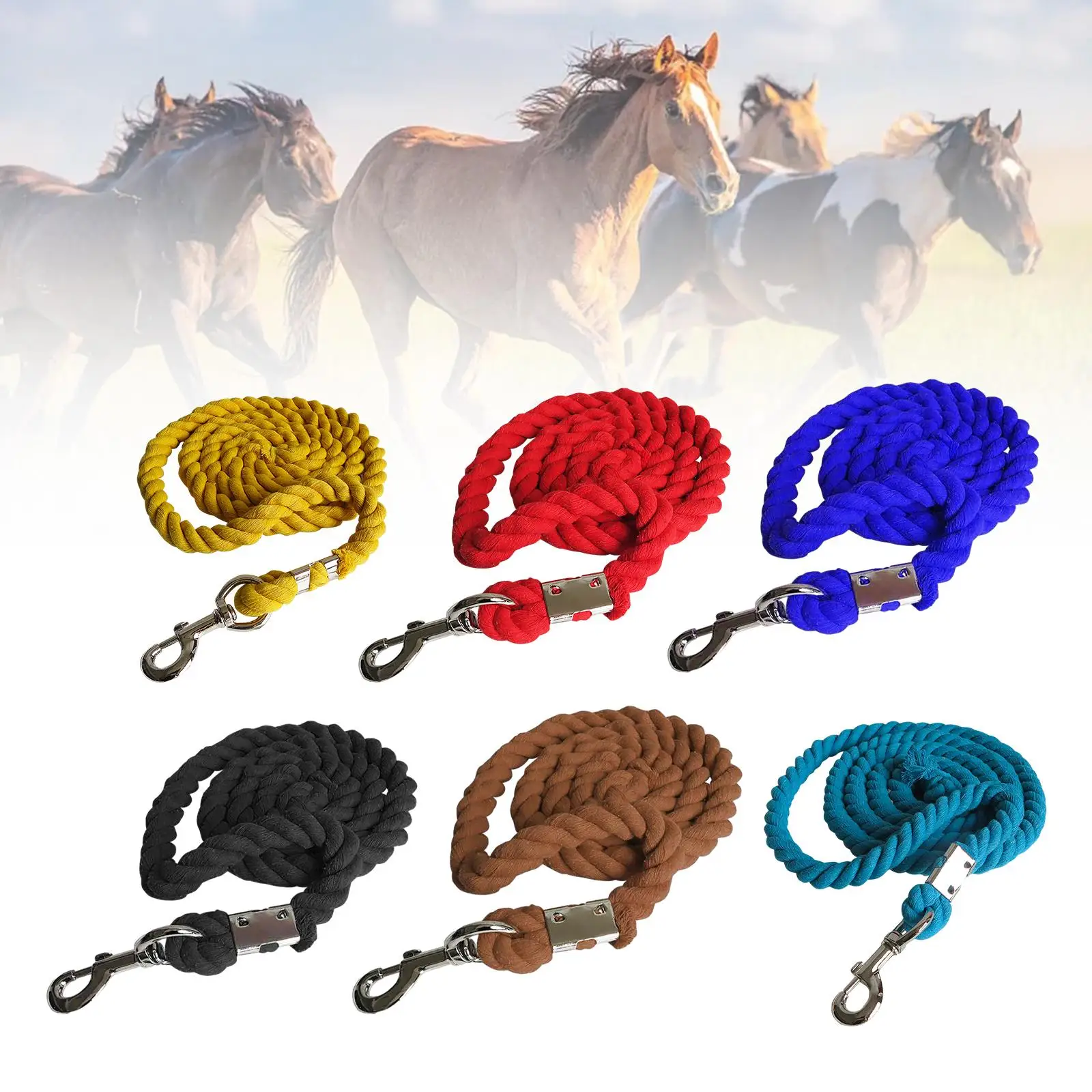 Horse Lead Rope Braided Rope for Livestock Soft Accessories Handmade Swivel Buckle Heavy Duty Equestrian Rein Halters