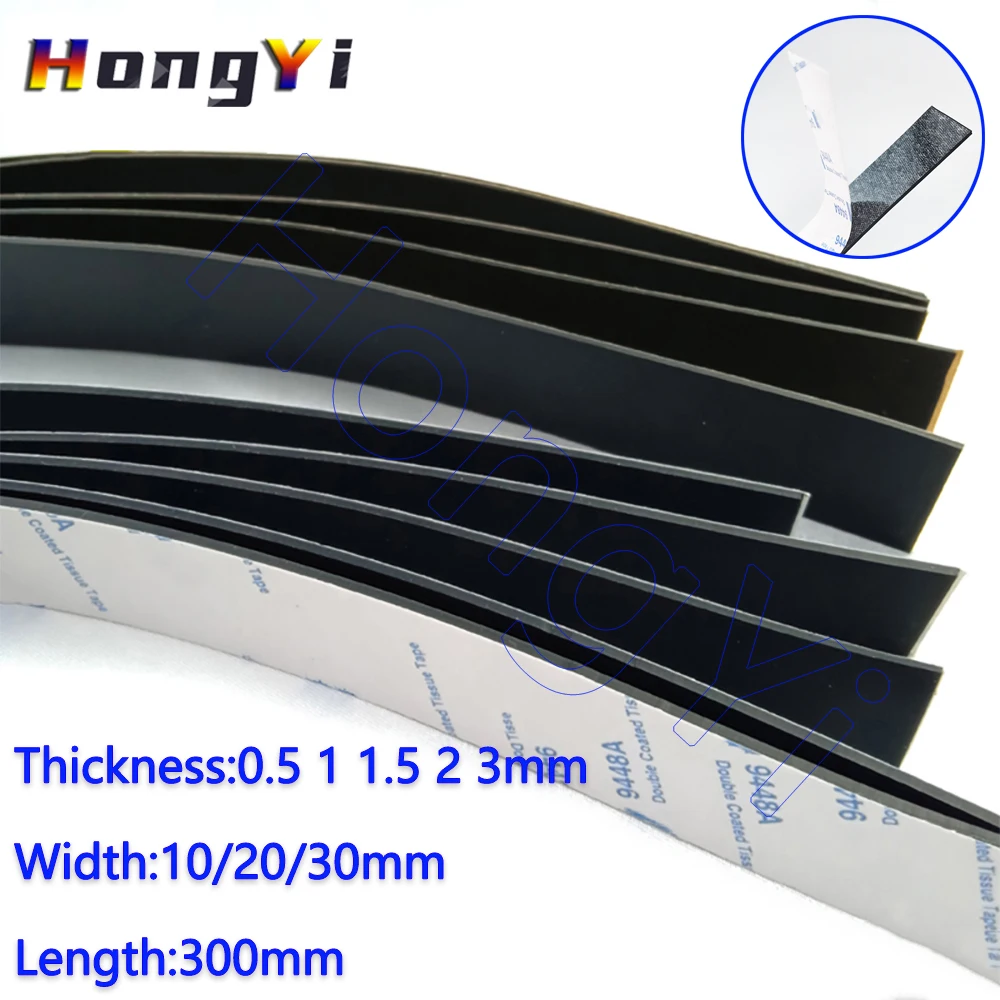 1Pcs Thick 0.5 1 1.5 2 3mm Black Silicone Rubber Strip Self Adhesive Seal Gasket Anti-skid Shock Absorption Sealing Strip silicone seal strip