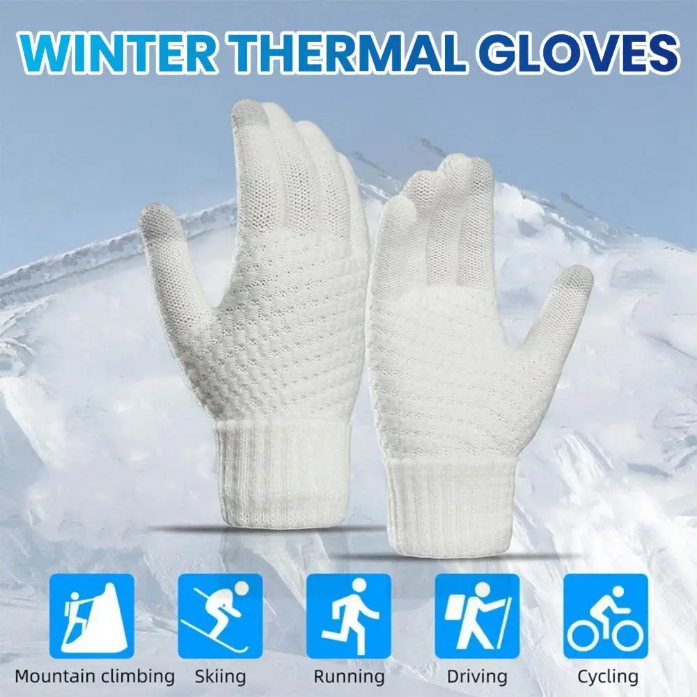 

Autumn Winter Knitting Gloves Winter Knitted Gloves Cozy Stylish Knitting Gloves for Women Men Thickened Ribbed Cuffs Touch