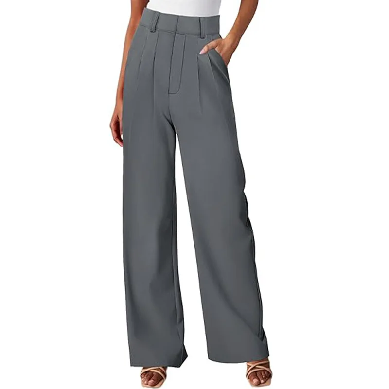 Women's Casual Comfortable Temperament Commuter High-waisted Wide-leg Trousers Loose Straight Leg Trousers