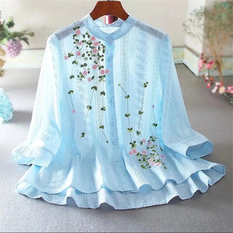 Literature Embroidered Blouse Women Shirt Main Look
