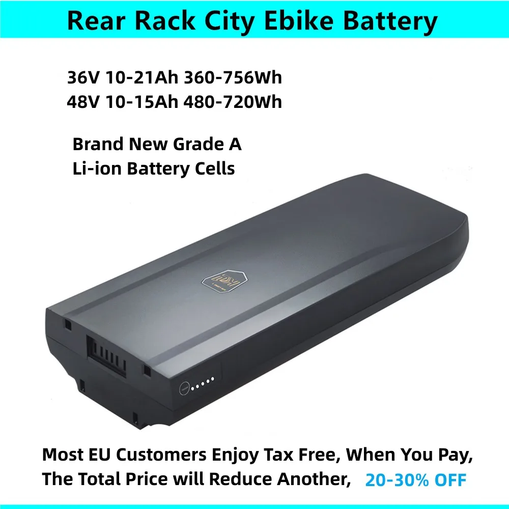 

Free Ship Original 36V 37V 13Ah 17.5Ah 20Ah 21Ah Rear Rack Ebike Battery with Charger for Joycube Phylion Akku XH370-13J Wall-ES