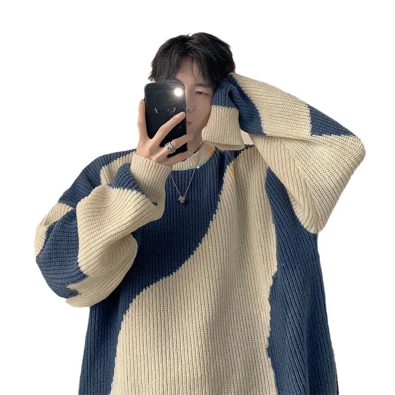 

Vintage Knitted Sweater O-Neck Unisex Streetwear Harajuku Retro Cotton Spring Pullover 0003-4
