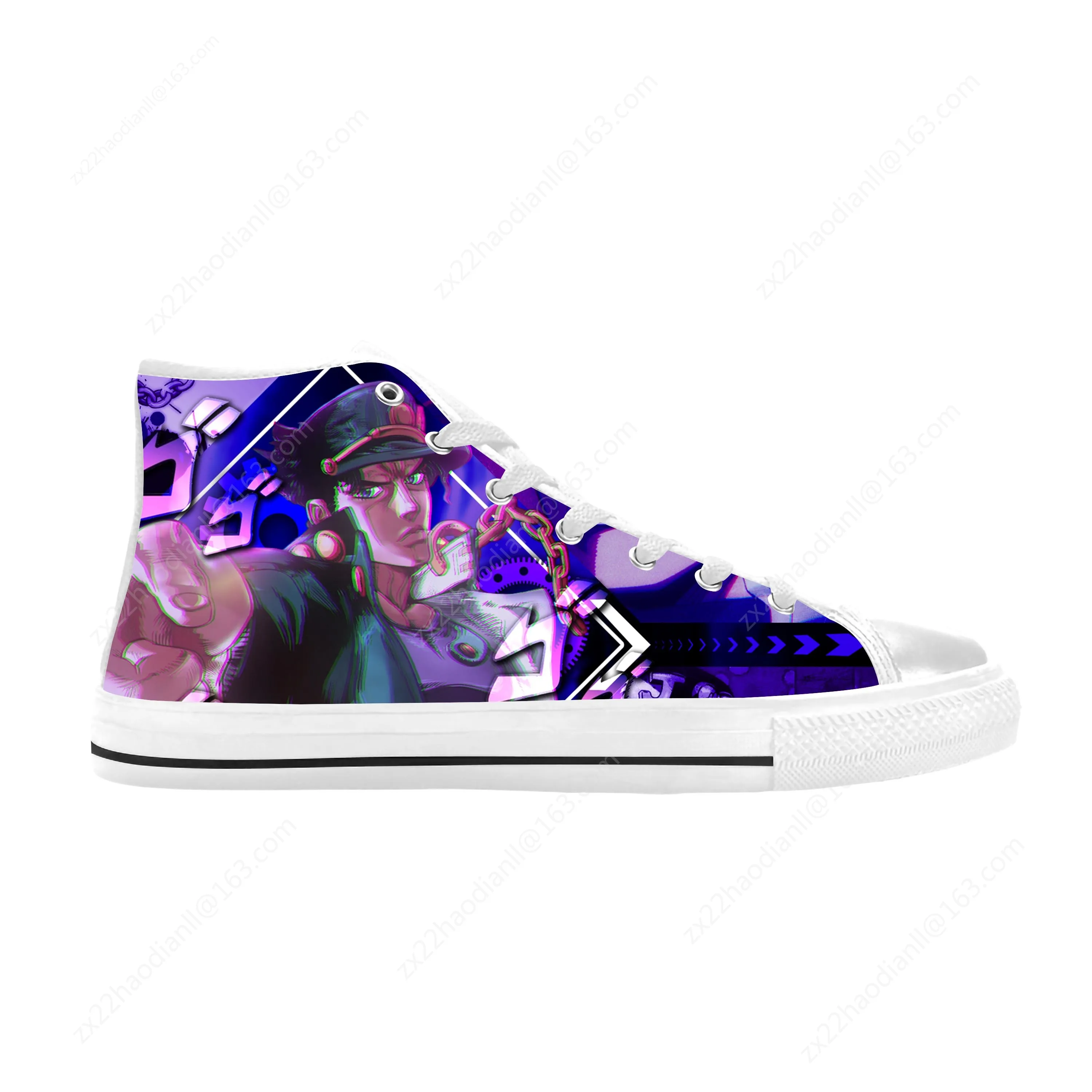 Japanese Anime Jojo Bizarre Adventure Kujo Jotaro Casual Cloth Shoes High Top Comfortable Breathable 3D Print Men Women Sneakers