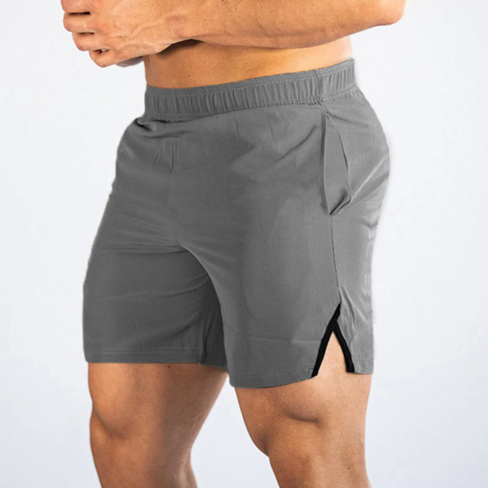 

Men'S Sports Shorts Solid Color Skinny Fitness Training Trunks Classic Double Pocket Elastic Waist Short Sweatpants Jogging Wear