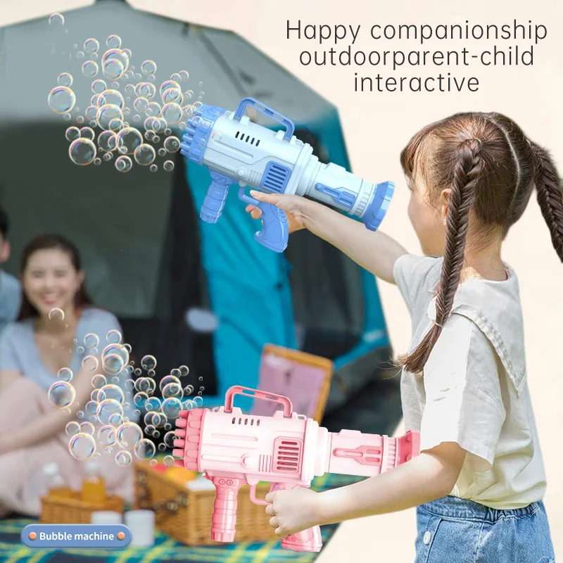 

32 Holes Bubble Machine Gun Toys For Kids Rocket Soap Bubble Machine Guns Automatic Children Gift Toys( Not Include Aa Battery)