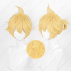 Light Yellow Short Anime Cosplay Wig - Heat Resistant Synthetic Fibers (Len wig)