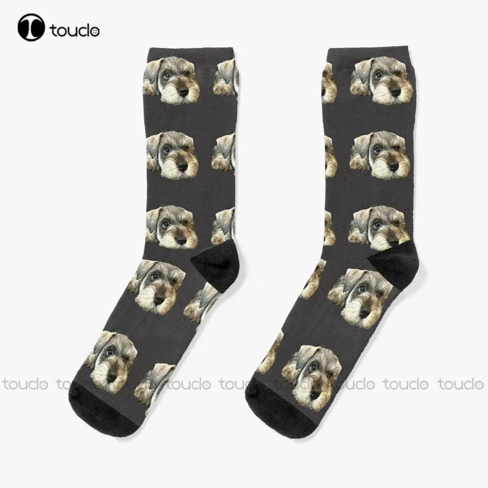 

Mini Schnauzer Cute Puppy Dog Miniature Schnauzer Socks Cotton Socks For Men Personalized Custom Unisex Adult Teen Youth Socks